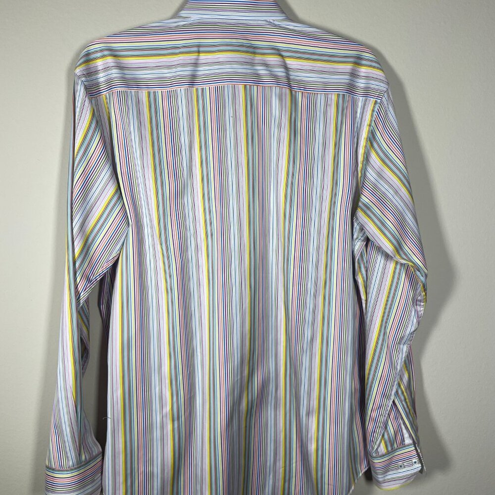 Bugatchi Men's Colorful Stripe Button-Up Shaped F… - image 5